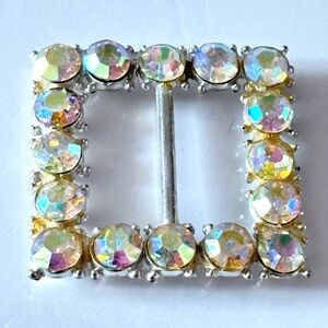 BEAUTIFUL Vintage Flapper Style square AB rhinestones Buckle
